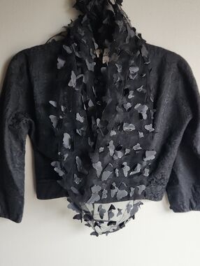 Black Butterfly Appliqué Sheer Scarf